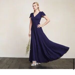 Reformation Deep Navy V-Neck Maxi Dress - 4